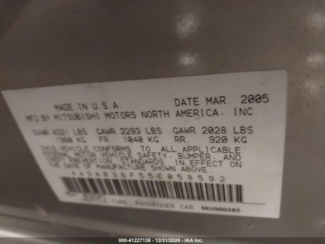 2005 MITSUBISHI GALANT 4A3AB36F55E058592 Photo 8