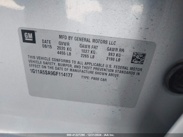 Chevrolet Malibu Limited 1fl 2016 1G11A5SA9GF114177 Image 9