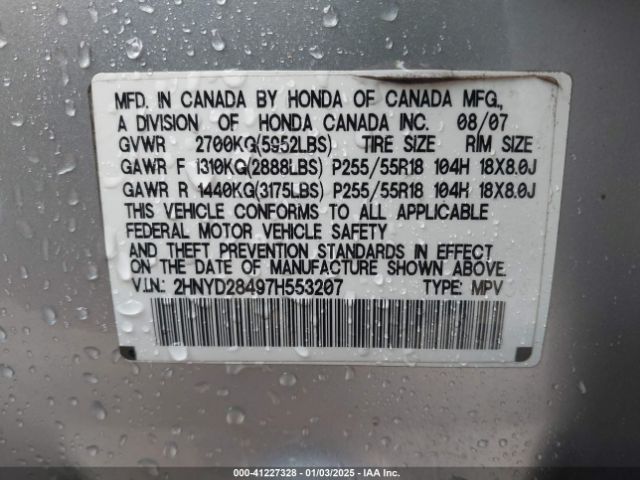 2007 ACURA MDX 2HNYD28497H553207 Photo 8