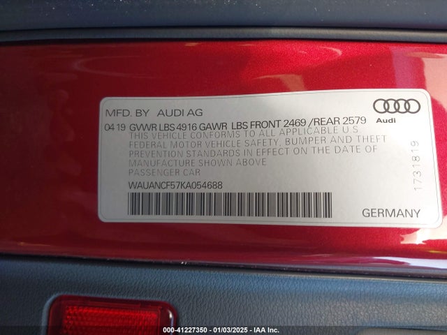2019 AUDI A5 WAUANCF57KA054688 Photo 8