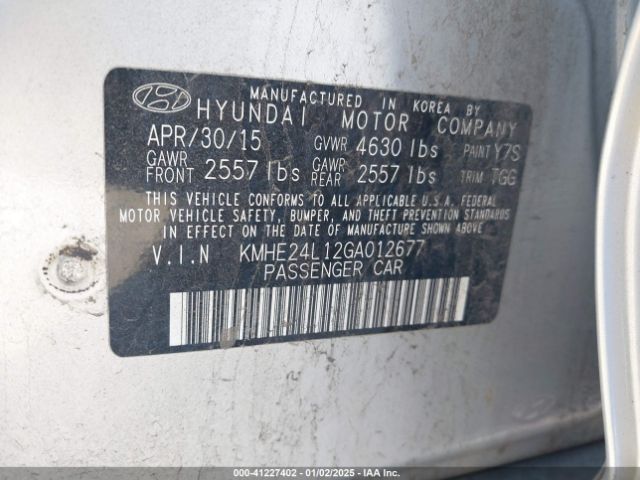 KMHE24L12GA012677 Hyundai Sonata Hybrid Se