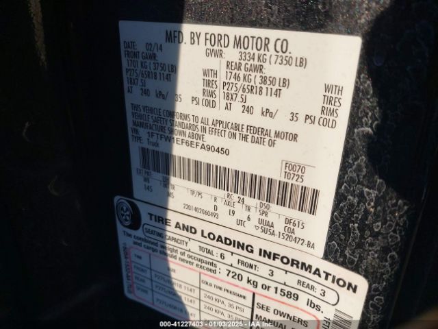 2014 FORD F-150 1FTFW1EF6EFA90450 Photo 8