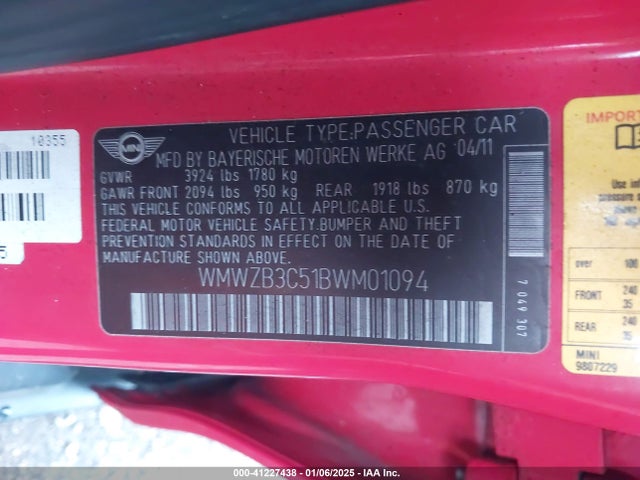 2011 MINI COOPER COUNTRYMAN WMWZB3C51BWM01094 Photo 8