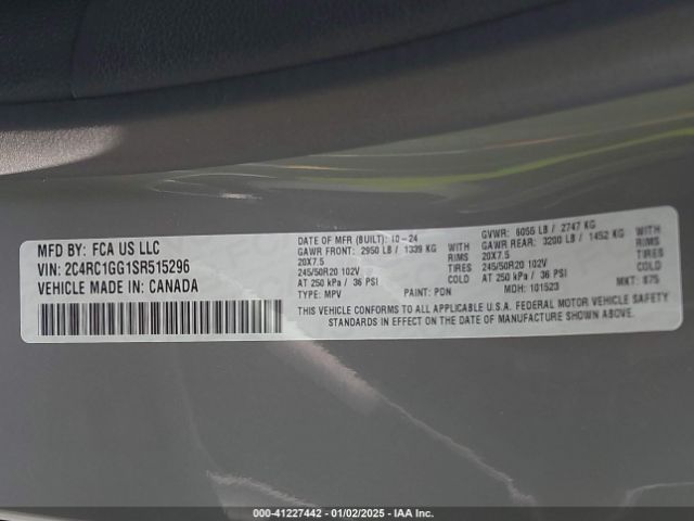 2C4RC1GG1SR515296 Chrysler Pacifica Limited