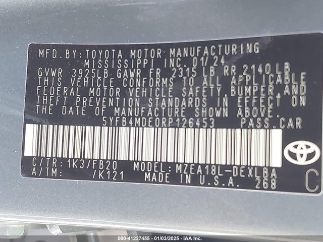 Toyota COROLLA LE 2024 5YFB4MDE0RP126453 Image 9
