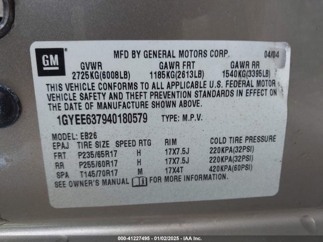 2004 CADILLAC SRX 1GYEE637940180579 Photo 8