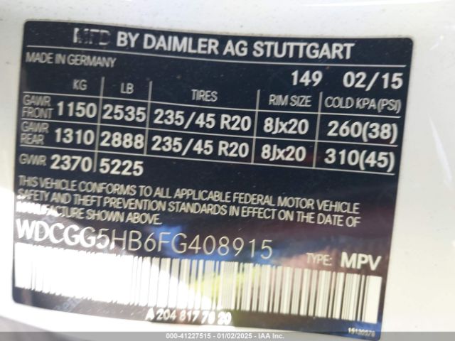 WDCGG5HB6FG408915 Mercedes-Benz GLK 350