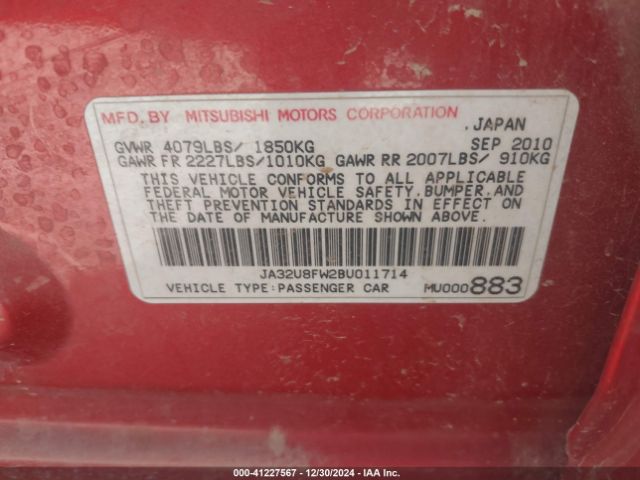 2011 MITSUBISHI LANCER JA32U8FW2BU011714 Photo 8