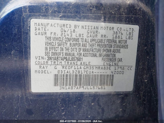 Nissan SENTRA SV 2018 3N1AB7AP9JL657681 Image 9