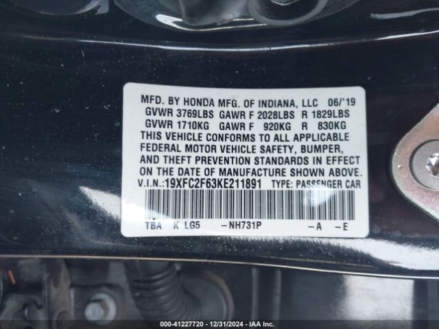 19XFC2F63KE211891 Honda Civic Lx