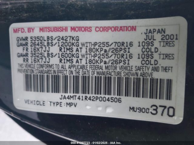 2002 MITSUBISHI MONTERO SPORT JA4MT41R42P004506 Photo 8
