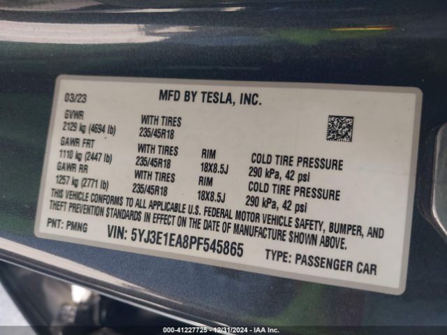 5YJ3E1EA8PF545865 Tesla Model 3 Rear-wheel Drive