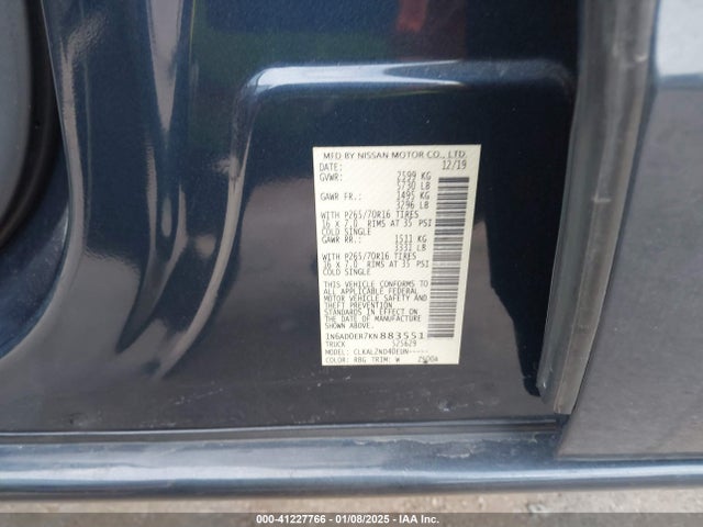 1N6AD0ER7KN883551 Nissan Frontier Sv