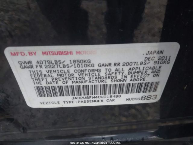 2012 MITSUBISHI LANCER JA32U8FW4CU015488 Photo 8