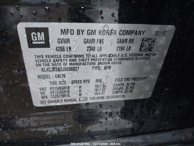 KL4CJASB3JB606827 Buick Encore Preferred