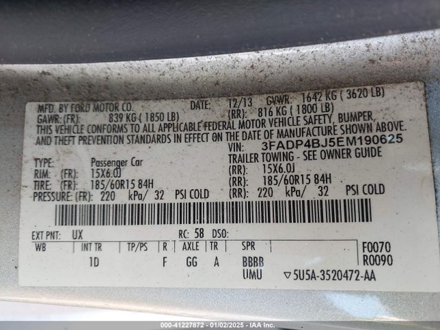 Ford FIESTA SE 2014 3FADP4BJ5EM190625 Image 9