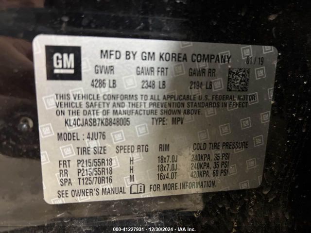 KL4CJASB7KB848005 Buick Encore Fwd Preferred