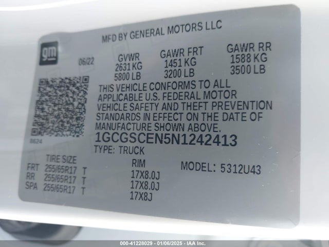 1GCGSCEN5N1242413 Chevrolet lgz