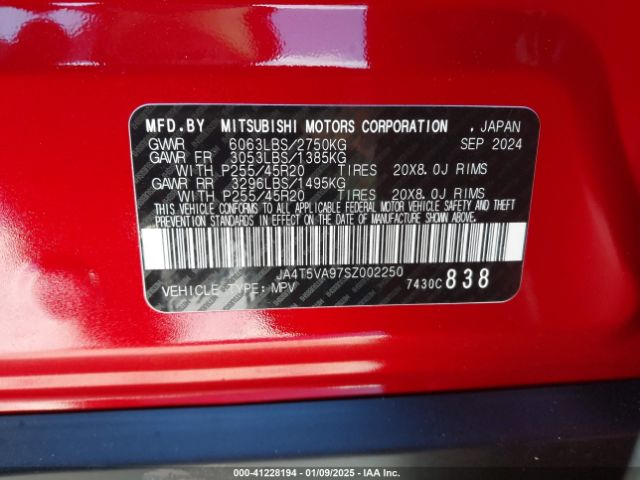 2025 MITSUBISHI OUTLANDER PHEV JA4T5VA97SZ002250 Photo 8