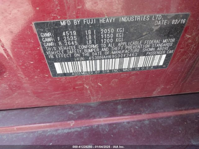 4S3BNAH69G3043463 Subaru Legacy 2.5i Premium