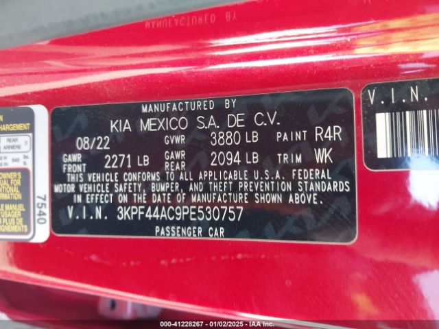 3KPF44AC9PE530757 KIA Forte Gt Manual