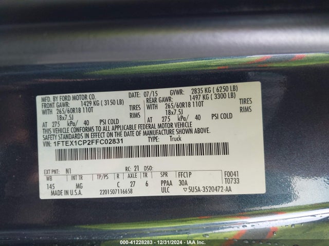 1FTEX1CP2FFC02831 Ford F-150 Xlt