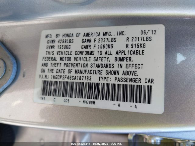 2012 HONDA ACCORD SDN 1HGCP2F46CA187193 Photo 8