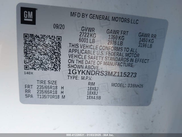 2021 CADILLAC XT5 1GYKNDRS3MZ115273 Photo 8