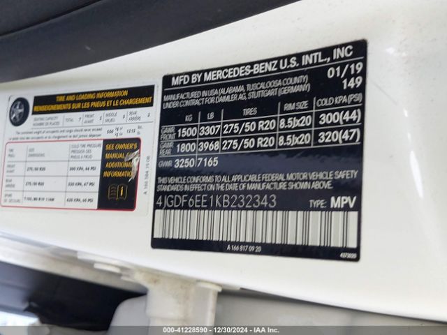 4JGDF6EE1KB232343 Mercedes-Benz Gls 450 4matic