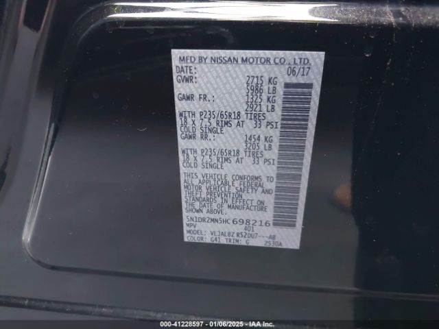 5N1DR2MN5HC698216 Nissan Pathfinder S