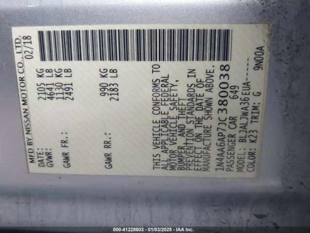 1N4AA6AP7JC380038 Nissan Maxima 3.5 Sv