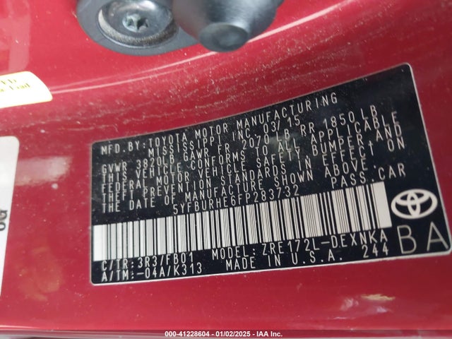 Toyota COROLLA LE 2015 5YFBURHE6FP283732 Image 9