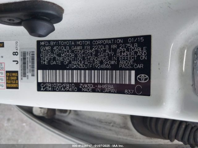JTDKN3DU1F1924846 Toyota Prius Two