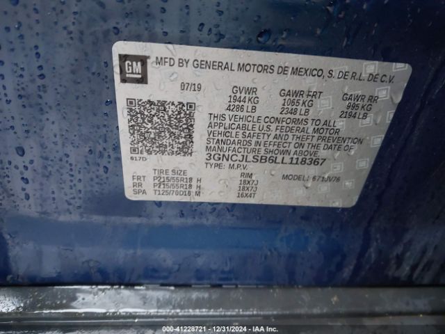 3GNCJLSB6LL118367 Chevrolet Trax Fwd Lt