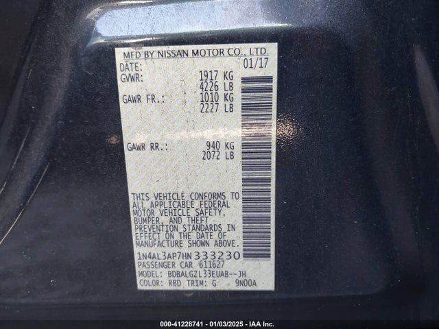 1N4AL3AP7HN333230 Nissan Altima 2.5 S