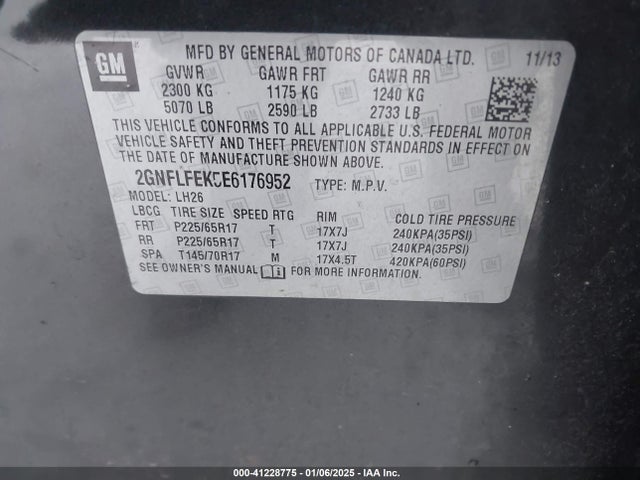 Chevrolet EQUINOX 1LT 2014 2GNFLFEK5E6176952 Image 9