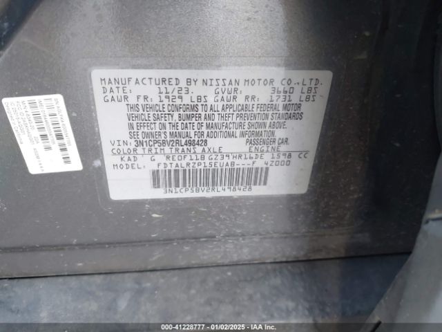 3N1CP5BV2RL498428 Nissan Kicks S Xtronic Cvt