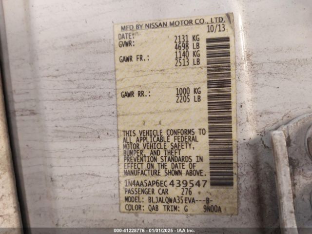 1N4AA5AP6EC439547 Nissan Maxima 3.5 S