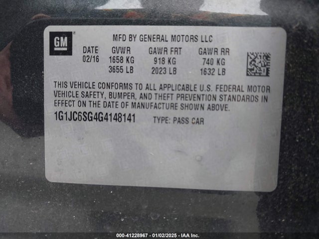 Chevrolet Sonic Lt Auto 2016 1G1JC6SG4G4148141 Image 9