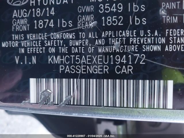 KMHCT5AEXEU194172 Hyundai ACCENT GS