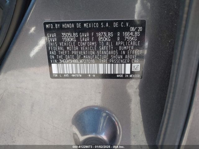 3HGGK5H86LM727016 Honda FIT EX