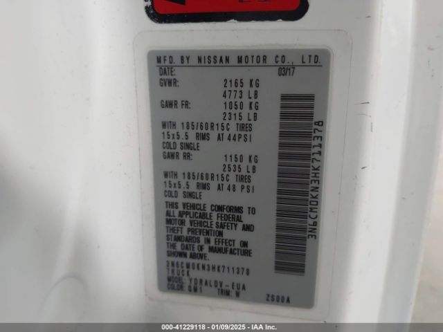 3N6CM0KN3HK711378 Nissan Nv200 S