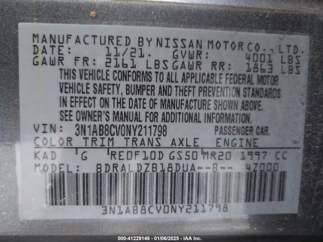 3N1AB8CV0NY211798 Nissan Sentra Sv Xtronic Cvt