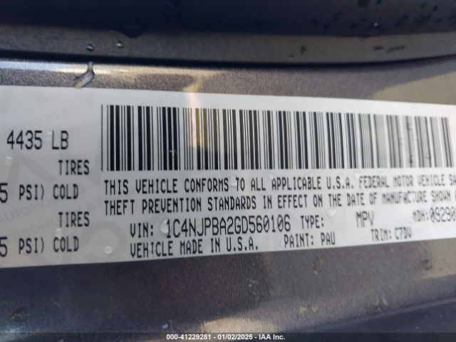 1C4NJPBA2GD560106 Jeep Patriot Sport