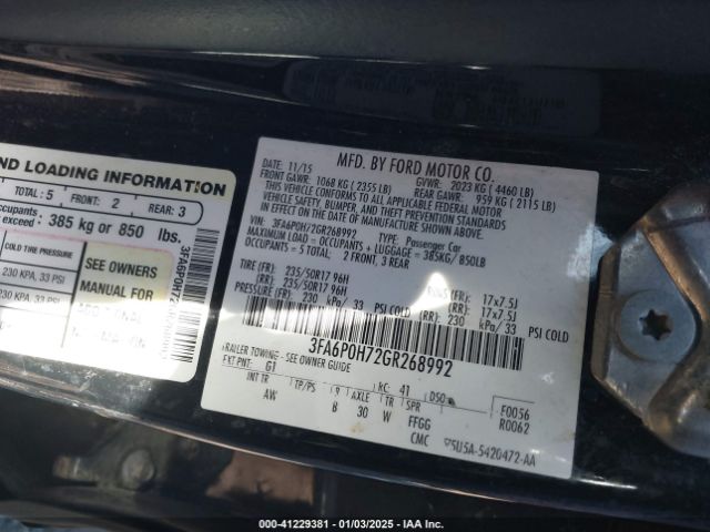 3FA6P0H72GR268992 Ford FUSION SE