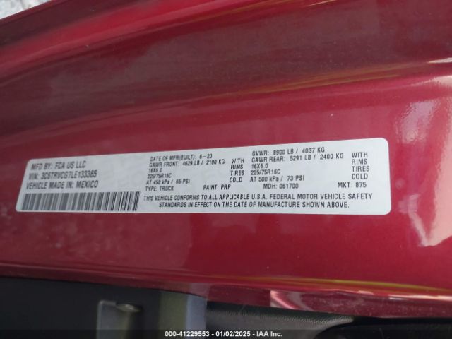 3C6TRVCG7LE133365 RAM Promaster 2500 High Roof 136 Wb