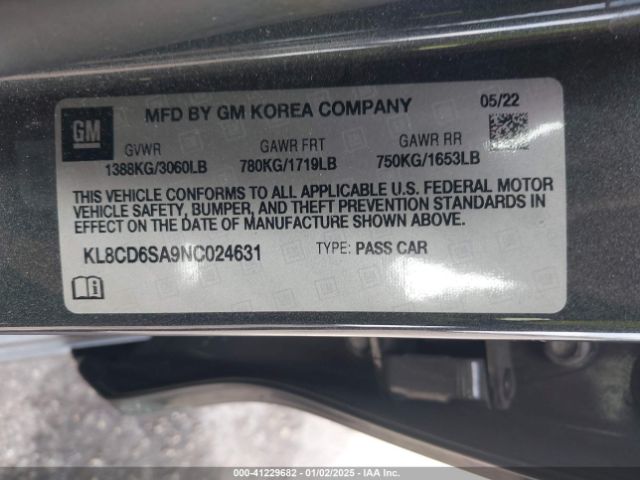 KL8CD6SA9NC024631 Chevrolet Spark Fwd 1lt Automatic