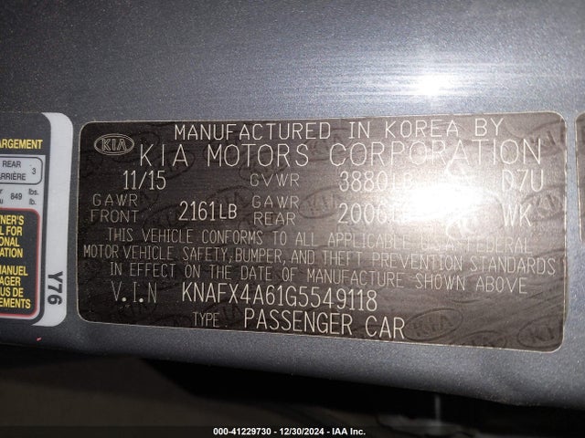 KIA FORTE LX 2016 KNAFX4A61G5549118 Image 9