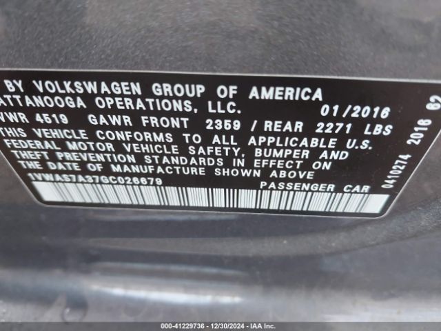1VWAS7A37GC026679 Volkswagen Passat 1.8t S