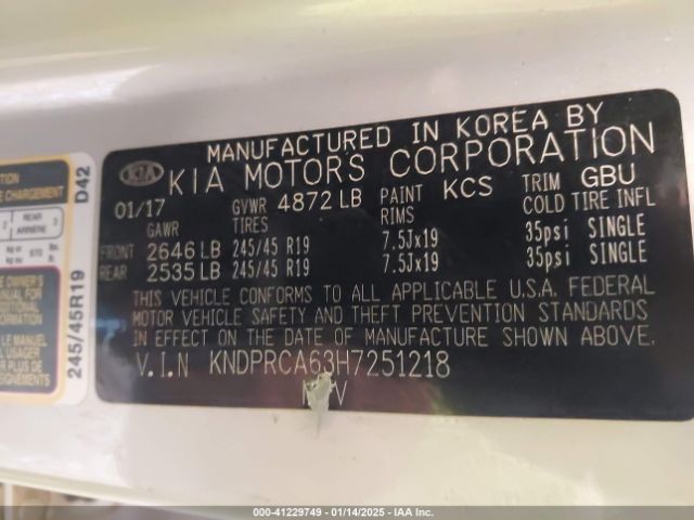 KNDPRCA63H7251218 KIA Sportage Sx Turbo